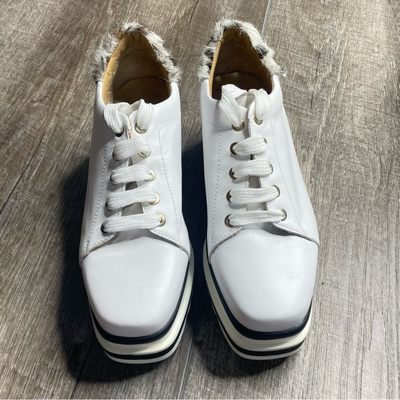 Marco Moreo White Leather Chunky Platform Sneakers Size 6 - Picture 3 of 11
